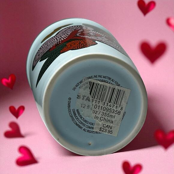 Starbucks Tumbler Love Valentine Stitch Tattoo Cup 12oz Ceramic Blue Coffee Mug - Picture 6 of 6